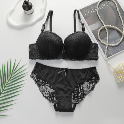 Solid floral lace bra comfy breathable underwire