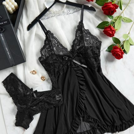 2 Pcs Set Lace Nightgown Women